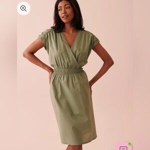 Elegant Green Women's Women’s  Cotton Dress / Beach Cover Up